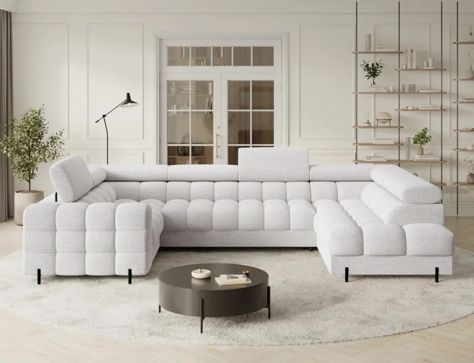 Colțar extensibil, cu spatiu pentru depozitare, 346x205x93 cm, Fectory RT, Eltap (Culoare: Gri / Aura 04)