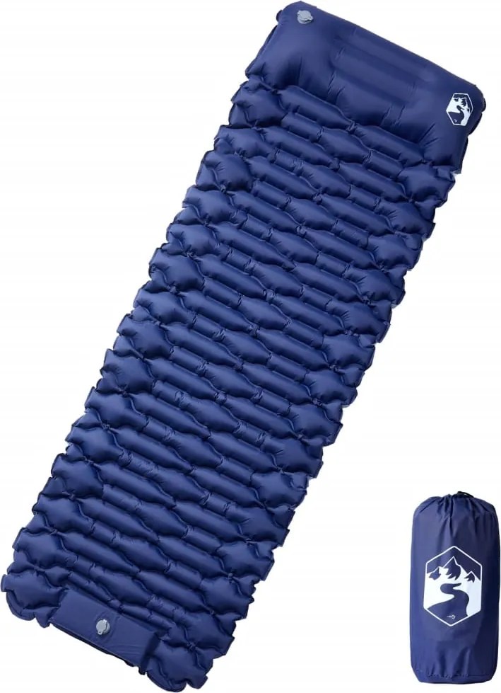 vidaXL Saltea de camping auto-gonflabilă cu pernă 1 persoană bleumarin