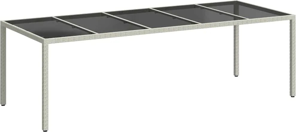 vidaXL Masă de grădină, 250x100x75 cm, alb, poliratan și sticlă călită