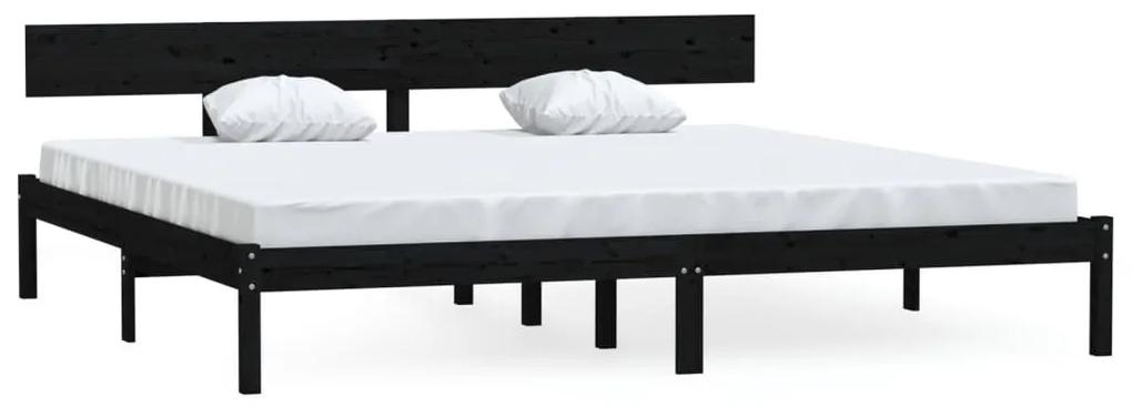 810166 vidaXL Cadru de pat Super King, negru, 180x200 cm, lemn masiv de pin