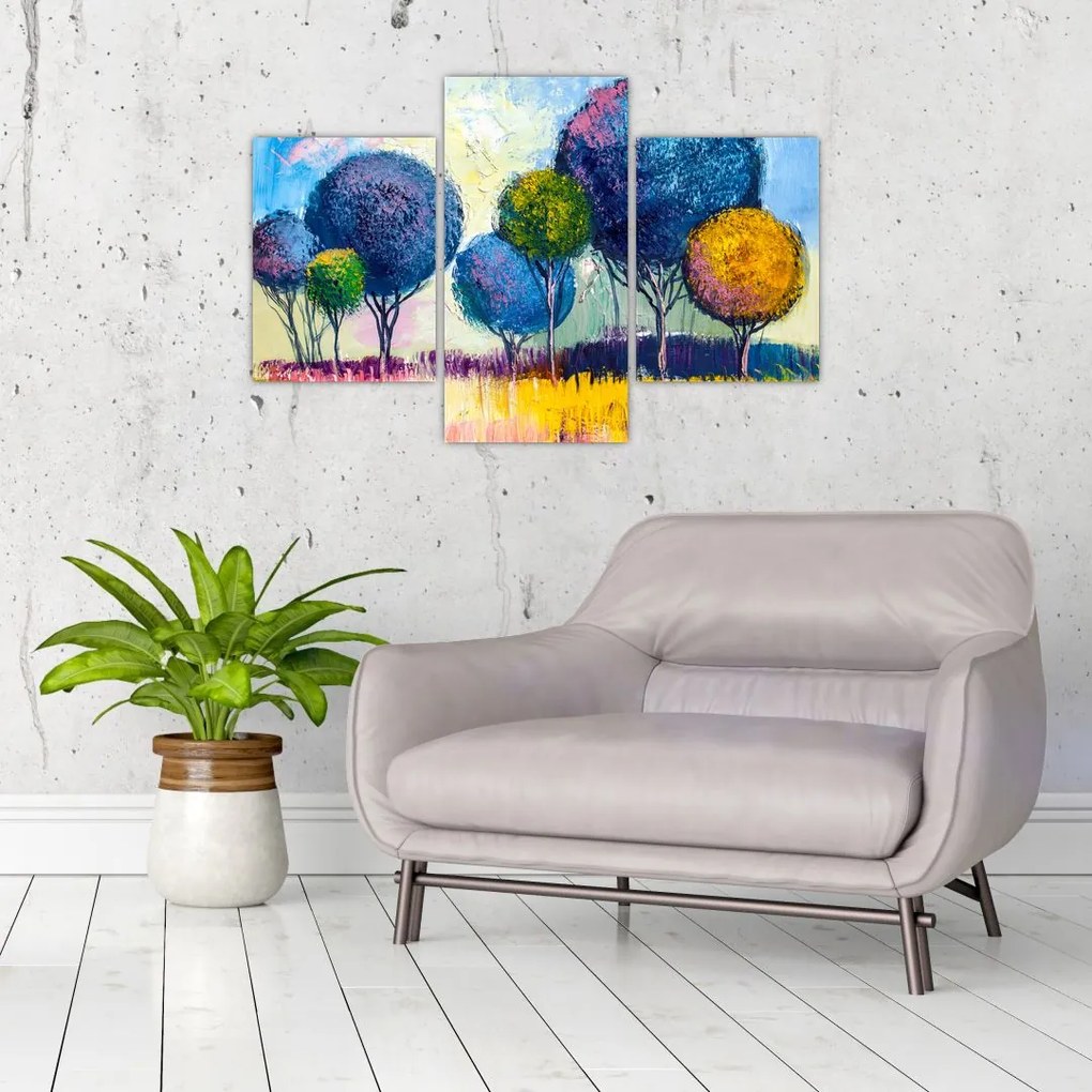 Tablou - Copaci, pictură în ulei (90x60 cm)