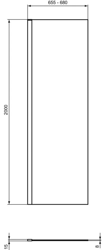 Paravan dus walk-in 70x200 cm Ideal Standard i.Life, sticla securizata, profil argintiu 700x2000 mm