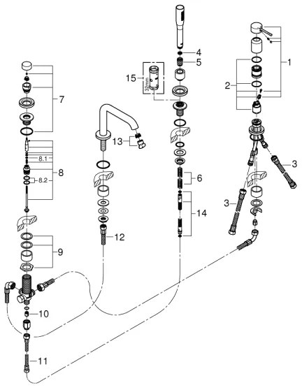 GROHE 19578DC1 - Set baterie pentru cadă, montaj în 4 găuri, ESSENCE, inox