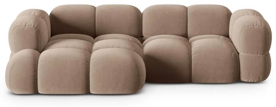 Colțar maro cu tapițerie din catifea (cu colț pe partea stângă/cu șezlong) Loretto – Cosmopolitan Design