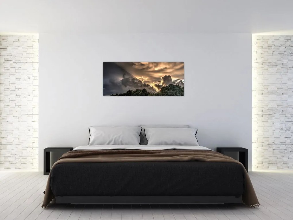 Tablou cu nori și pădure (120x50 cm)