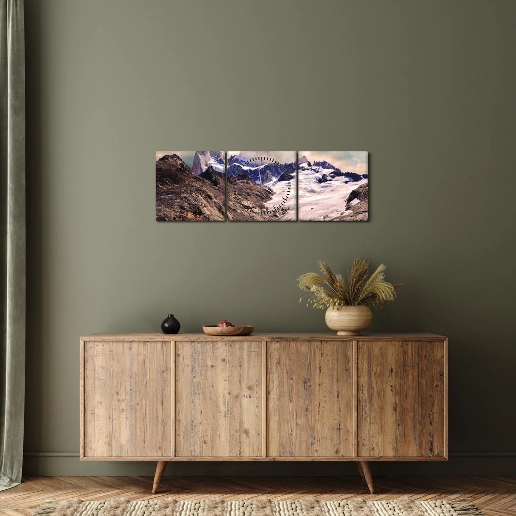 Tablou cu lac montan (cu ceas) (90x30 cm)