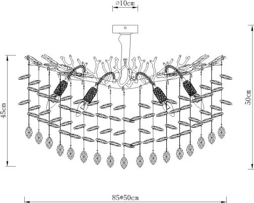 Globo 64138D1G - Lustră cu tijă QUEENA 7xE14/40W/230V auriu