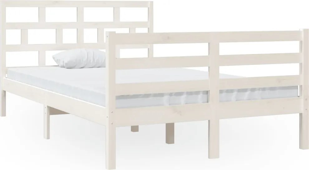 vidaXL Cadru de pat, alb, 120x200 cm, lemn masiv de pin