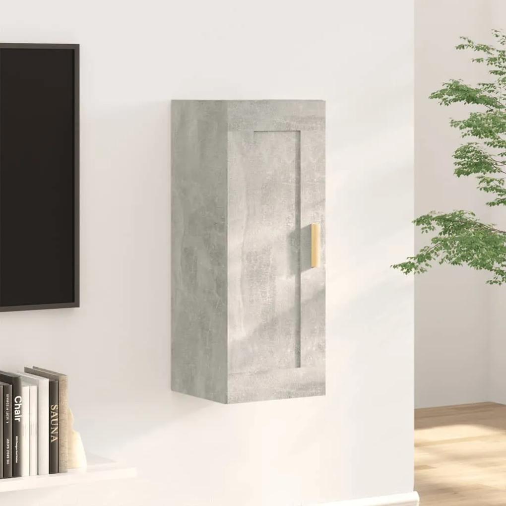 812469 vidaXL Dulap de perete, gri beton, 35x34x90 cm, lemn compozit