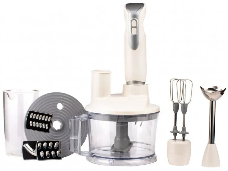 Set mixer vertical, tel si tocator Finlux FHB-648, 1500W, 6 in 1, Tocator cu accesorii, Bej