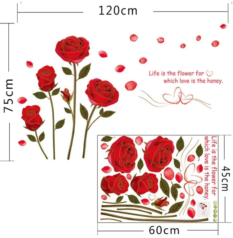 Autocolant de perete "Trandafiri" 120x75 cm