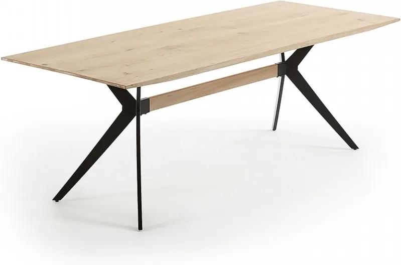Masa din lemn stejar cu picioare negre din otel 160x90 cm Amethyst La Forma