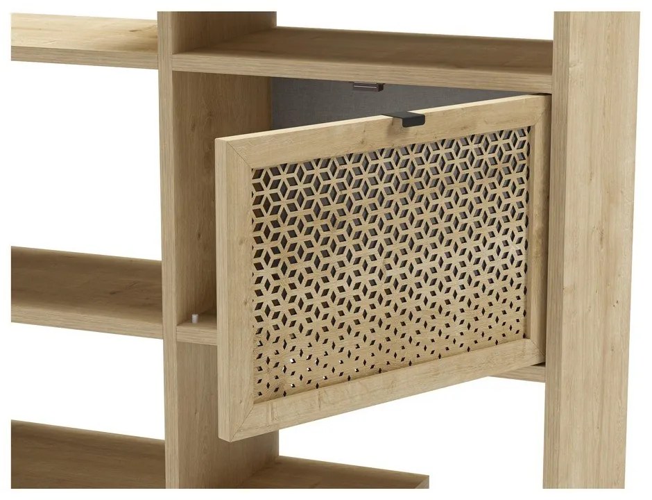 Bibliotecă în culoare naturală cu aspect de lemn de stejar 95x170 cm Ecrin – Marckeric