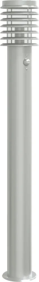 vidaXL Lampă exterioară de podea cu senzor argintiu 110 cm, oțel inox