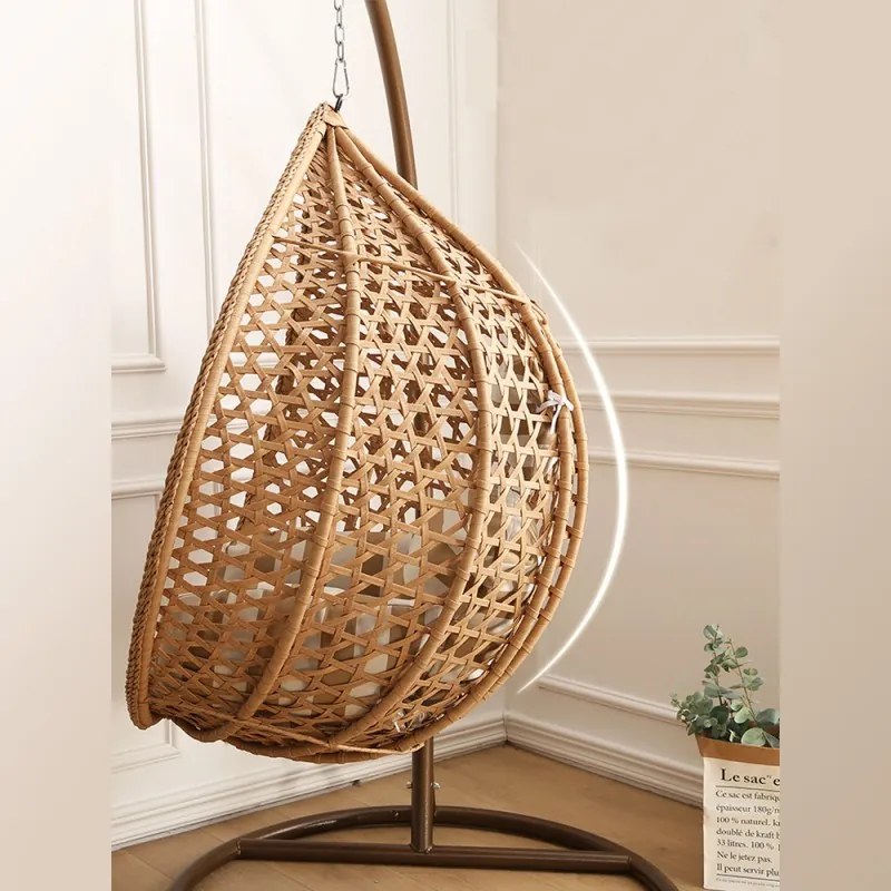 OFERTA Scaun balansoar suspendat maro deschis TROPIKAL cu suport, a doua calitate