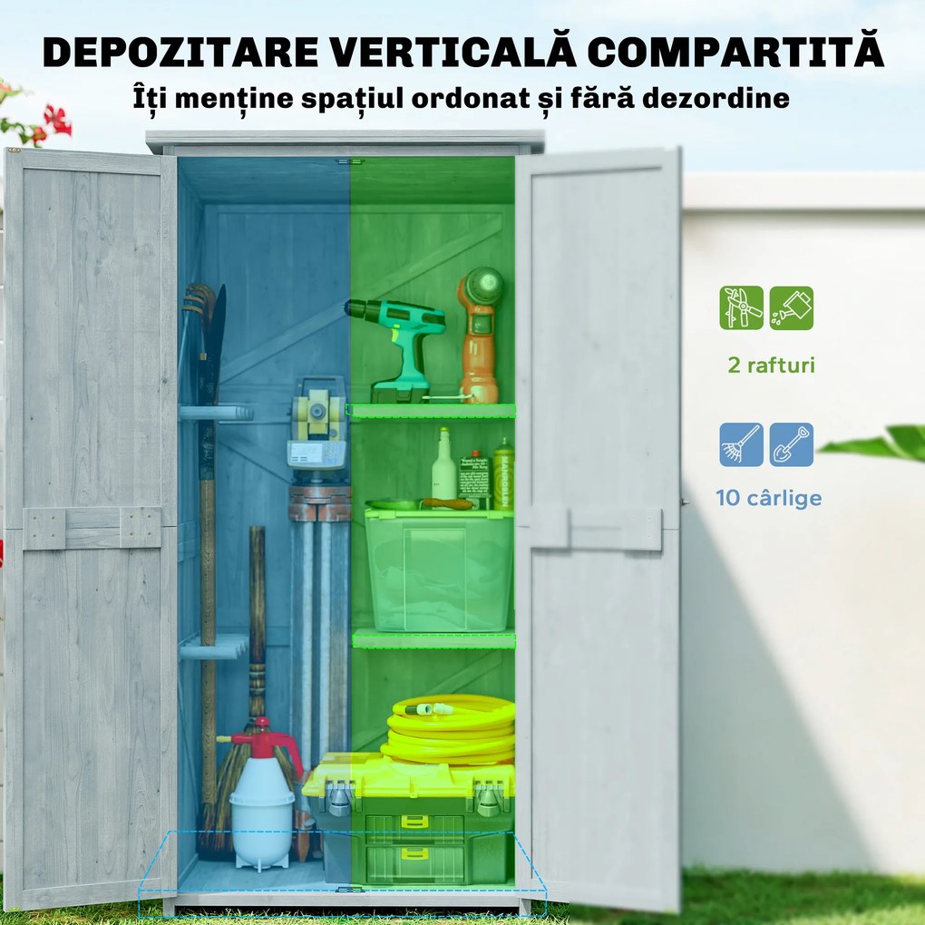 Outsunny Dulap de Exterior, Depozitare pentru Unelte cu 2 Rafturi | Aosom Romania