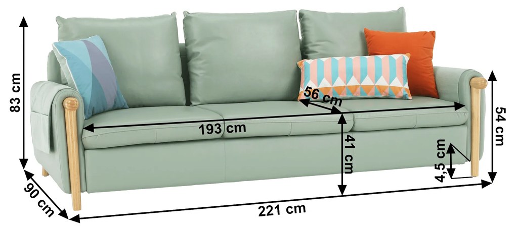 Canapea complet tapiţată 3 locuri, piele / piele ecologică neomint, LINSY