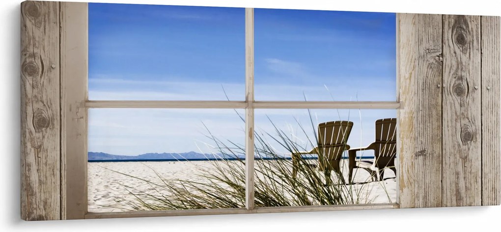 Tablou - Fereastră cu vedere la plajă (120x50 cm)