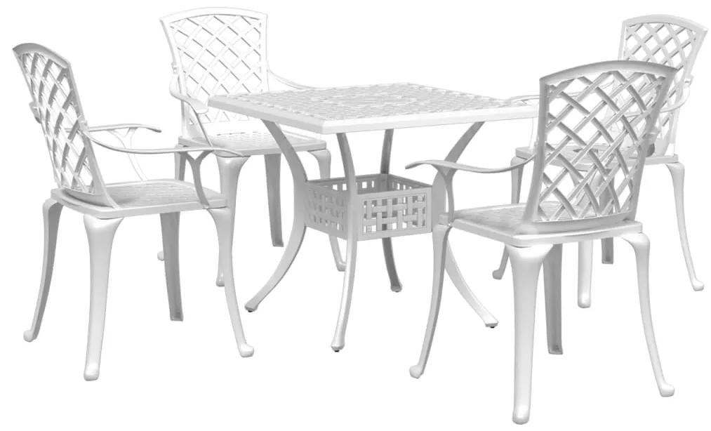 3216351 vidaXL Set mobilier de grădină, 5 piese, alb, aluminiu turnat