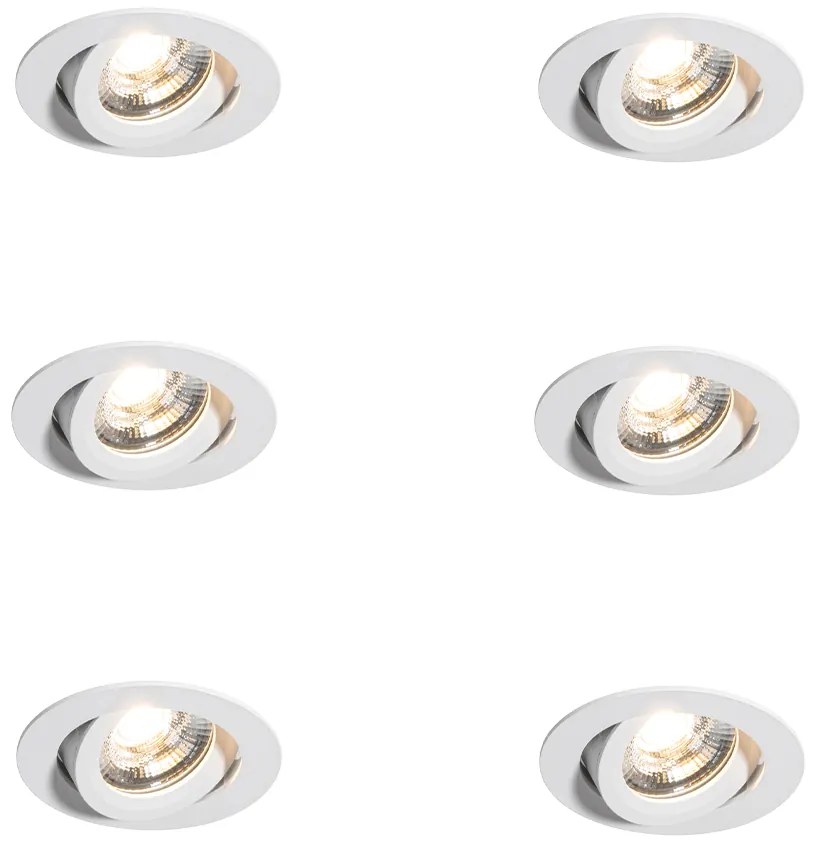 Set de 6 Spoturi încastrate moderne Albe 8,2 cm Inclusiv LED IP54 Ultra Subțiri - Pupil