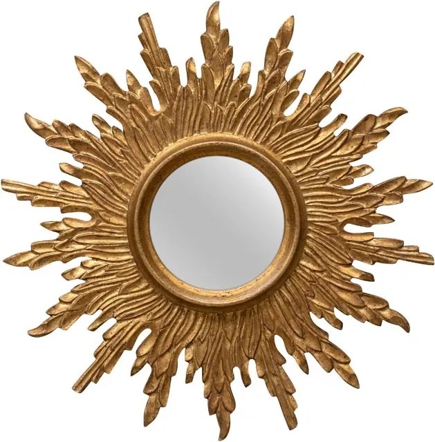 Oglinda de perete aurie, din lemn de mango, 63cm, Sun
