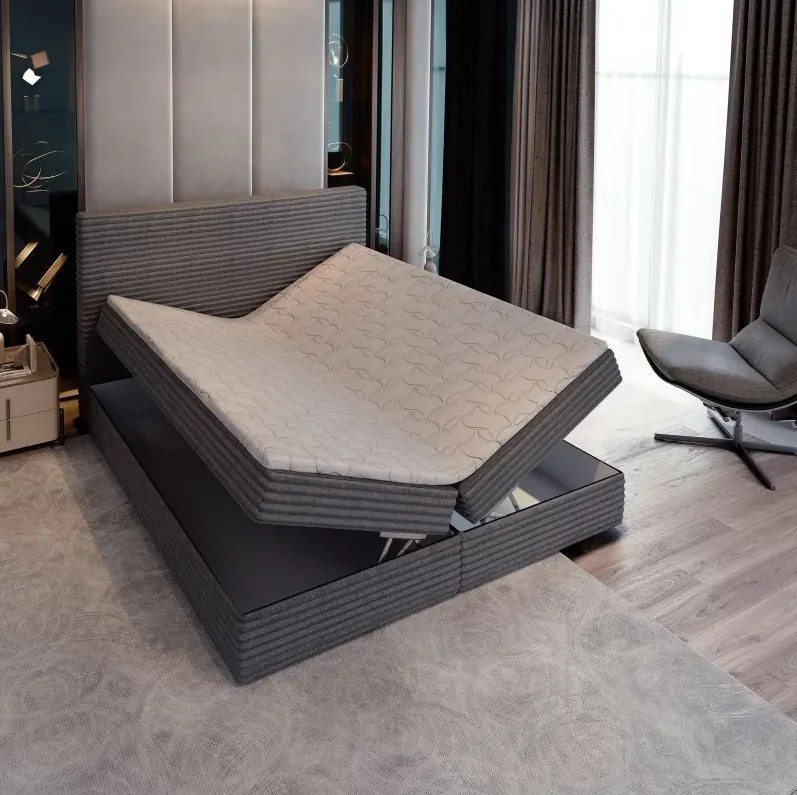 Pat boxspring tapitat ISPIRA 160x200 cm crem Saltele: Saltea cu arcuri Bonell