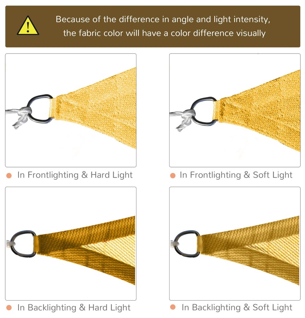 Outsunny Voal de umbrire Panza Solara rectangulara 6L x 4l m HDPE Galben | Aosom Romania