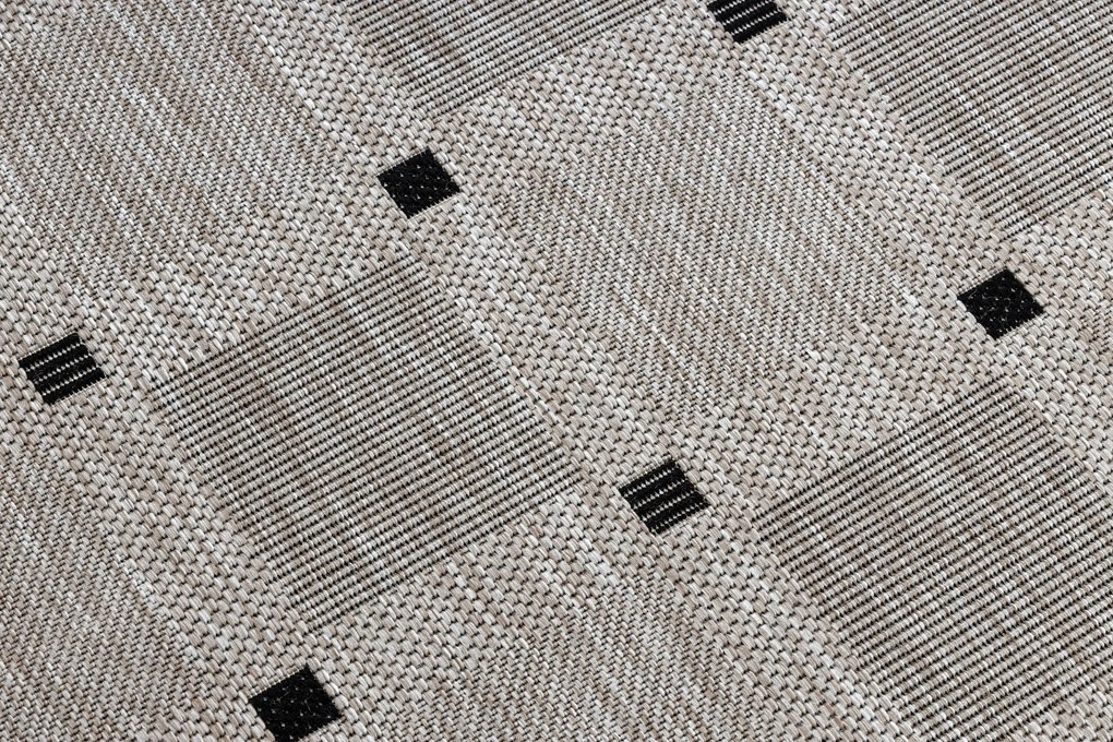 Covor sisal Floorlux 20079 Pătrat argintiu si negru - SECUNDAR-COTATI PRODUSUL