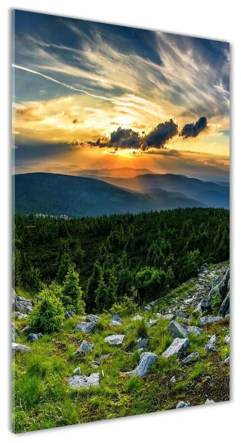 Tablou sticlă panorama munților
