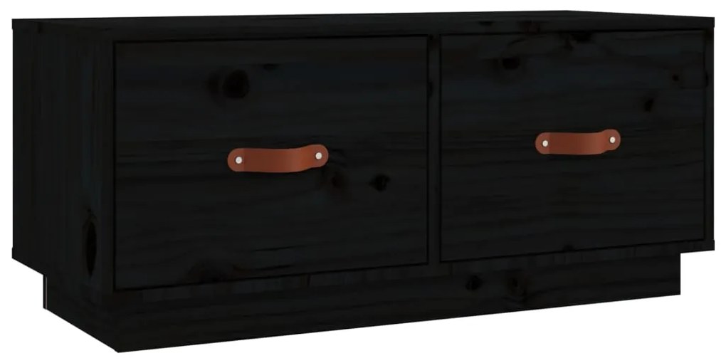 818244 vidaXL Comodă TV, negru, 80x34x35 cm, lemn masiv de pin