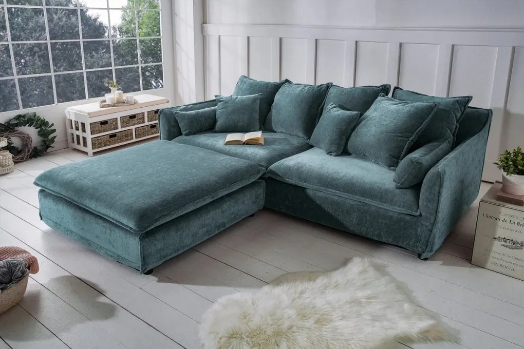 Taburete confortabil, suport pentru picioare Heaven 100cm, catifea verde albastrui A-40164 VC