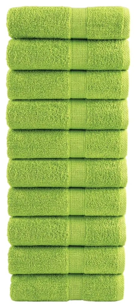 vidaXL Prosoape de baie premium SOLUND, 10 buc., verde măr, 30x30 cm, 600 g/m²