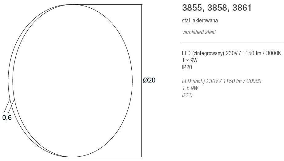 Aplica de perete cu lumina ambientala LED OREGON alb, 20cm
