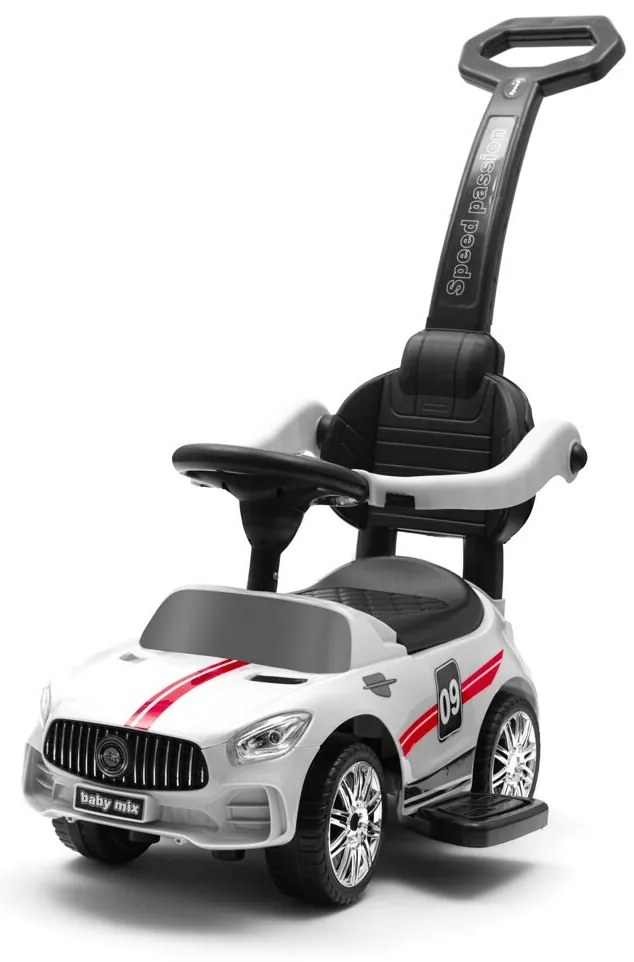 Mașinuță Baby Mix pentru copii cu sunet și barăde ghidare Racer, alb
