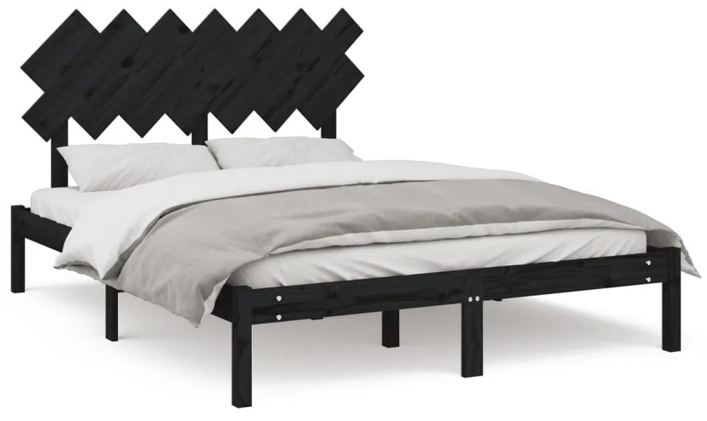 3104872 vidaXL Cadru de pat, negru, 140x200 cm, lemn masiv