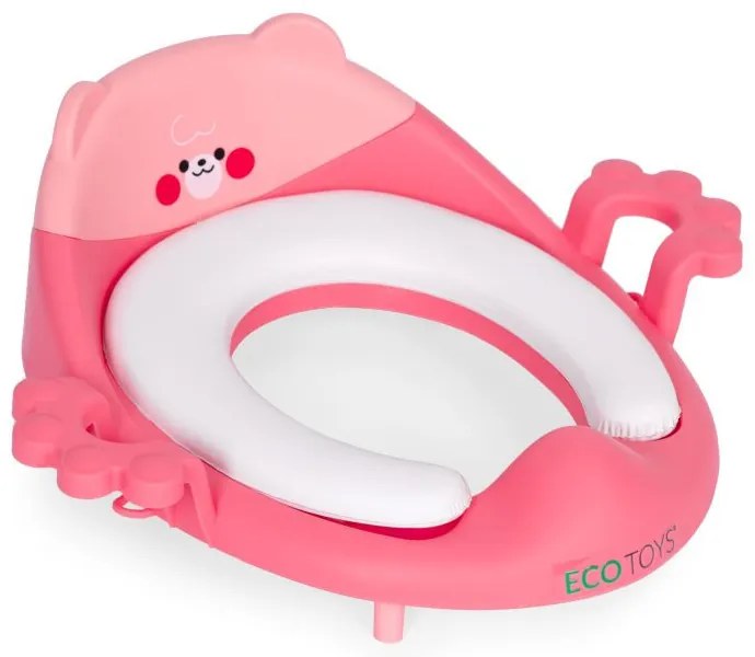 Scaun de toaletă cu urechi și pernă moale roz