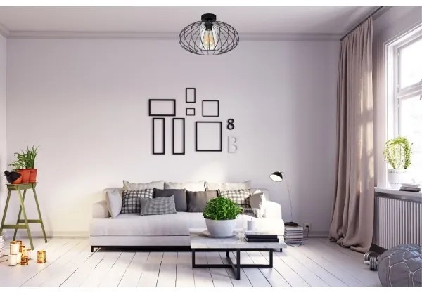 Lustră aplicată CORRINI 1xE27/60W/230V d. 34 cm negru/transparent