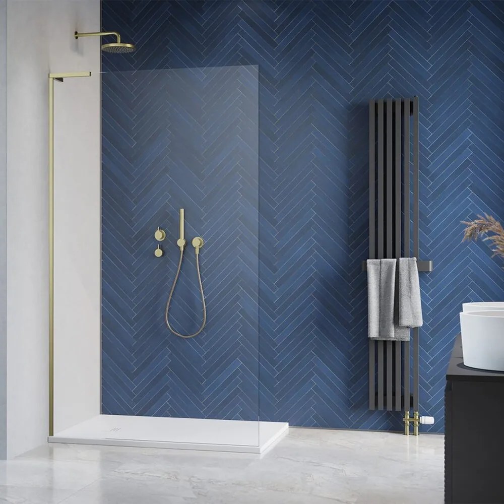 Paravan de dus tip Walk-in Radaway Modo SL II auriu periat-transparent 80 cm sticla securizata 8 mm stanga