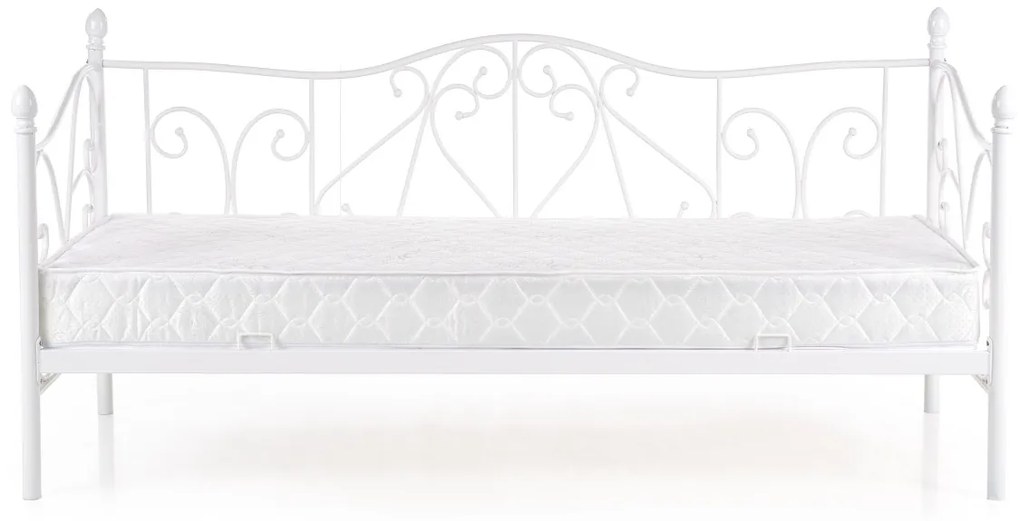 Pat / divan metal Sumatra alb - 90x200 cm
