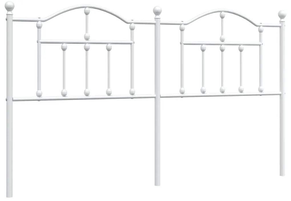 353523 vidaXL Tăblie de pat metalică, alb, 160 cm