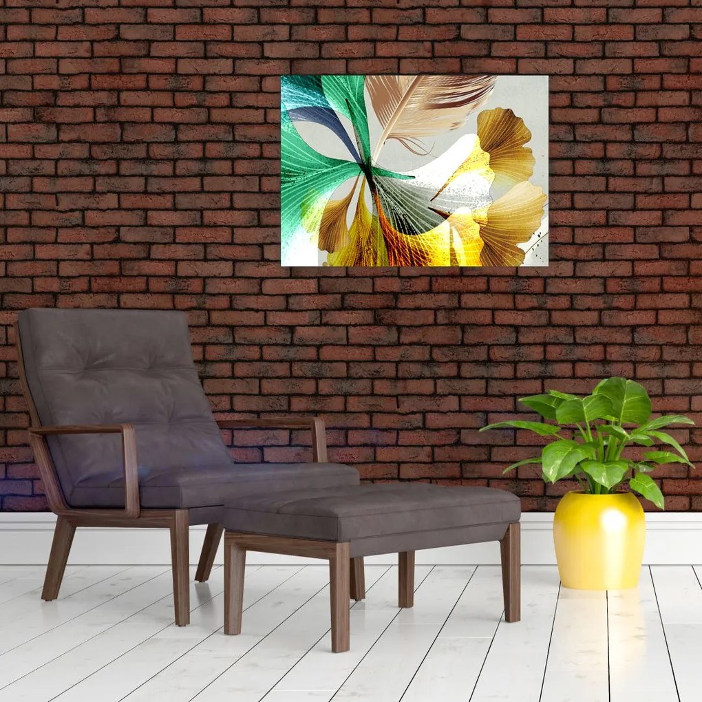 Tablou - Frunze cu pană (70x50 cm)