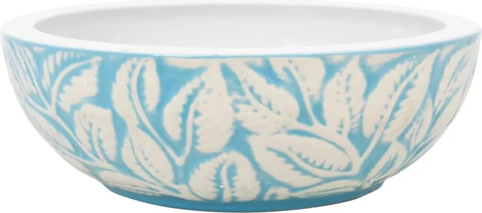 vidaXL Lavoar de blat, alb și albastru, rotund, Φ41x14 cm, ceramică