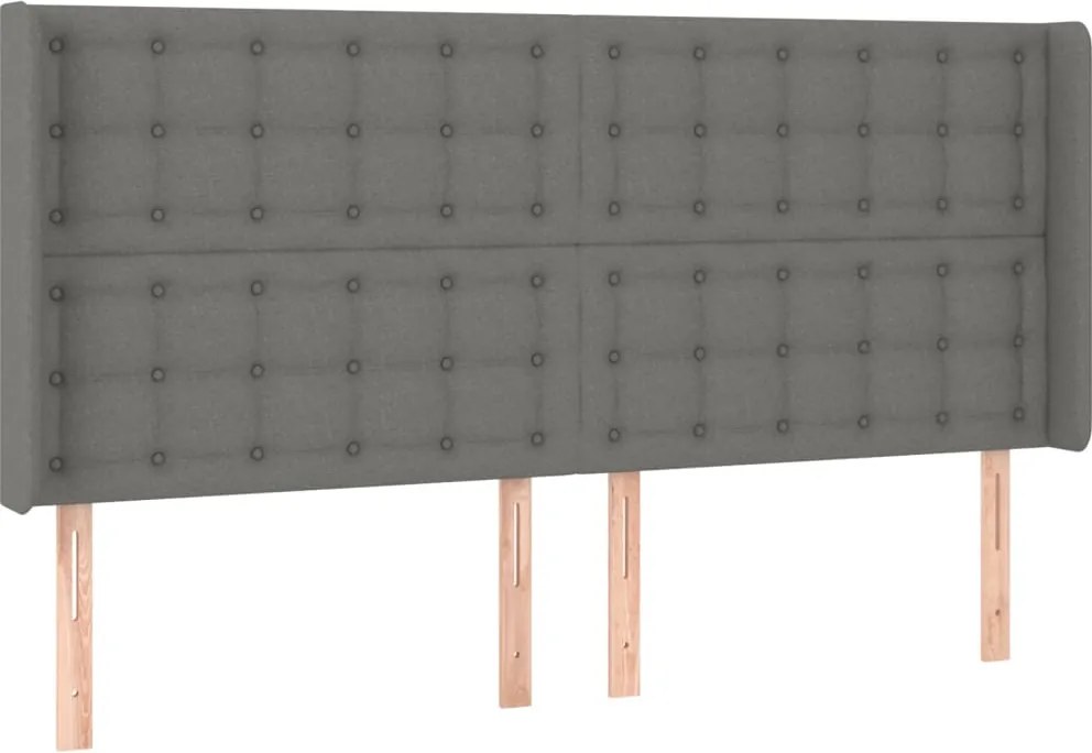 vidaXL Tăblie de pat cu aripioare gri închis 163x16x118/128 cm textil
