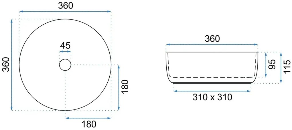 Lavoar Sami albastru L36 cm