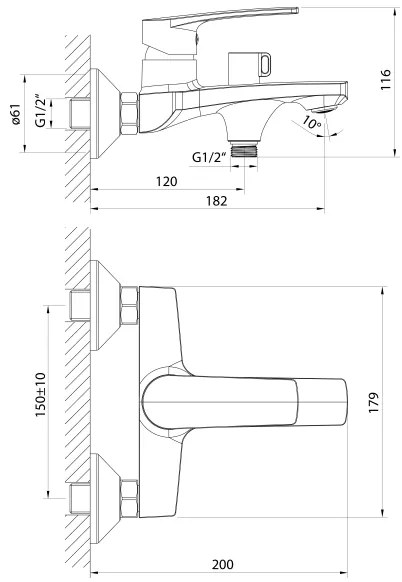 Samona - Baterie pentru cadă KORANA crom lucios