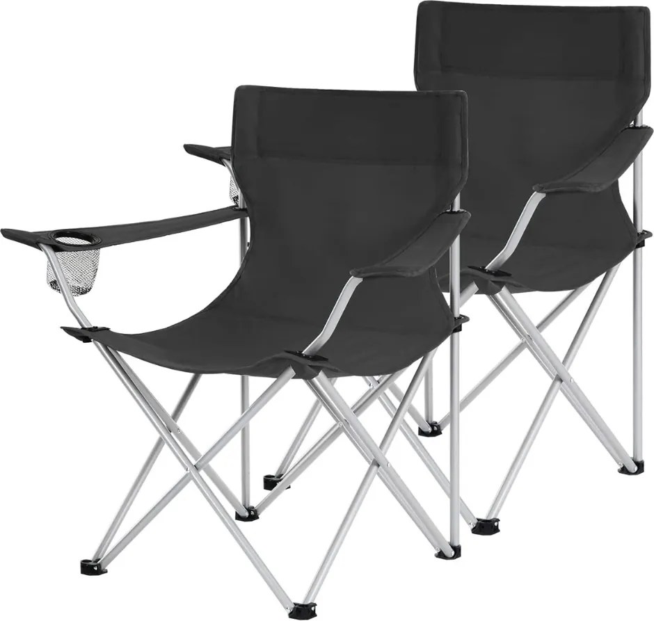 Scaune de camping ROVER, set 2 buc., negru SongmicsHome