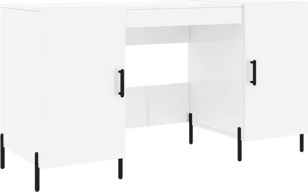 vidaXL Birou, alb extralucios, 140x50x75 cm, lemn compozit