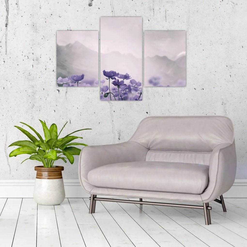Tablou - Flori mov în munți (90x60 cm)