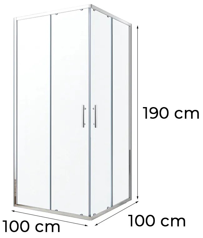 Suflet 100x100 cm pătrat cabină de duș fără tavă