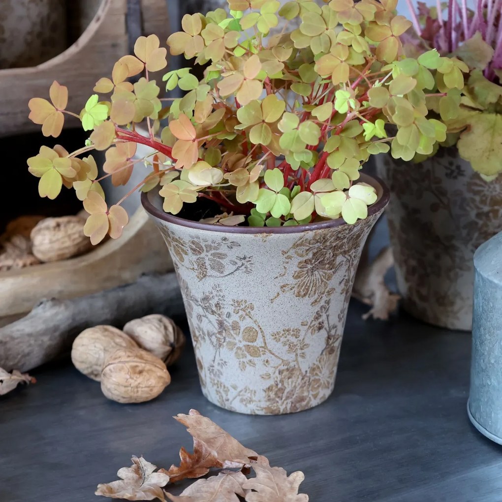 Ghiveci din ceramica, cu motive florale, D12cm, Melun